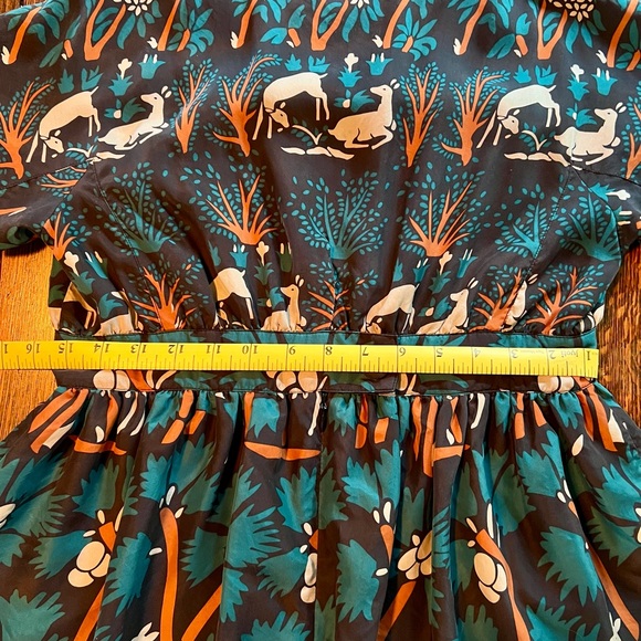 Anthropologie Anna Sui Silk Peplum Deer Blouse 4 - Picture 4 of 7